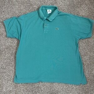 Lacoste Men's Green Short Sleeve Polo Shirt Size 6 XL Made in Peru Cotton